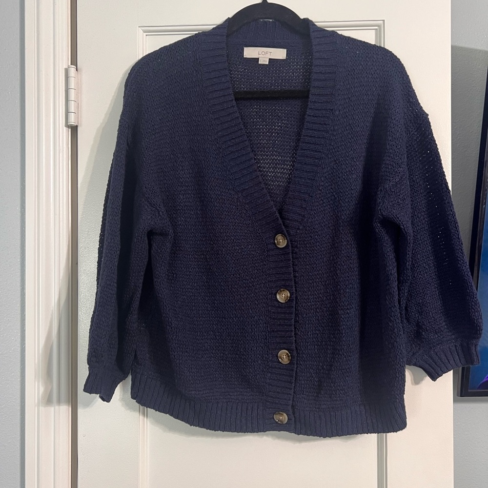 LOFT Navy Blue Cardigan Sweater
